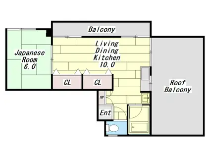 田村ハイツ(1LDK/4階)の間取り写真