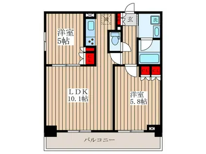アクティ東仲通(2LDK/7階)の間取り写真