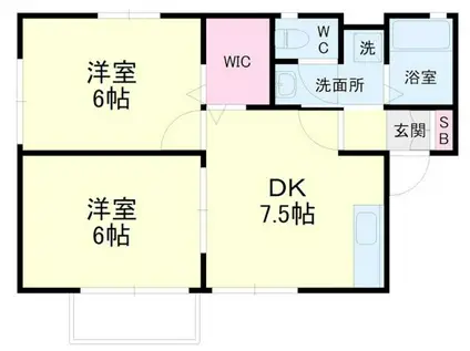 ジュリアードハウス(2DK/2階)の間取り写真