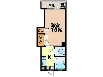 サントピア中園(1K/6階)の間取り写真