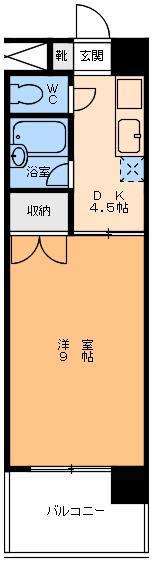 グランビュー松山(1DK/3階)の間取り写真