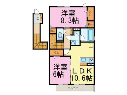 アイリス(2LDK/2階)の間取り写真