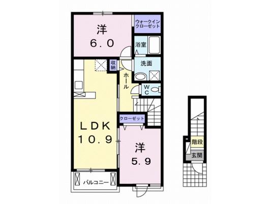 エスペランサB016(2LDK/2階)の間取り写真