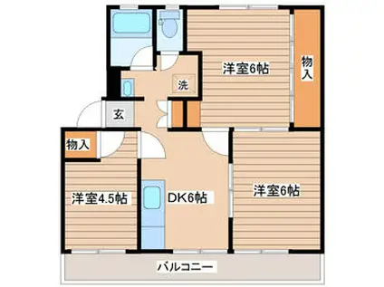アシスト仙台マンションA(3DK/2階)の間取り写真