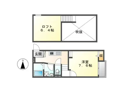 クレオ堀田弐番館(1K/1階)の間取り写真