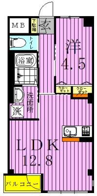 レガリア扇B棟(1LDK/3階)の間取り写真