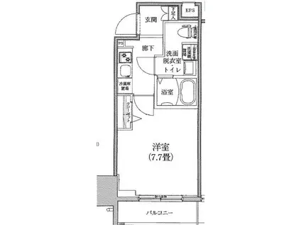 ルフレ深川イースト(1K/11階)の間取り写真