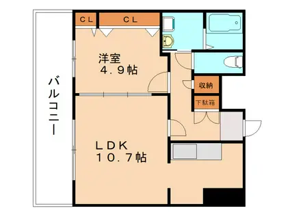 フェリシエ三萩野(1LDK/3階)の間取り写真