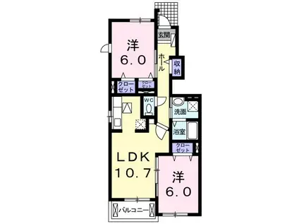 リクレイムB(2LDK/1階)の間取り写真