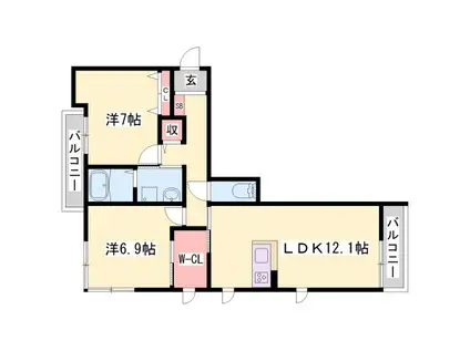 イーストグランテージ(2LDK/2階)の間取り写真