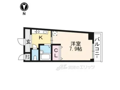 ボナール椥ノ辻(1K/4階)の間取り写真