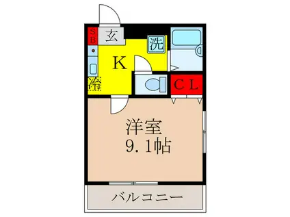 大弘サイドヒルズ(1K/3階)の間取り写真