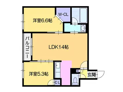 グランオルセー厚別中央II(2LDK/4階)の間取り写真