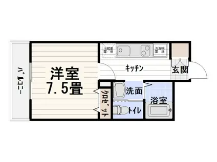 アイリス22(1K/7階)の間取り写真