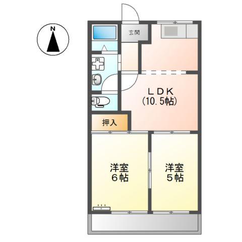 エスポワール柳森(2LDK/4階)の間取り写真