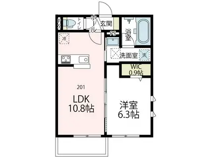 ヴァローレV(1LDK/2階)の間取り写真
