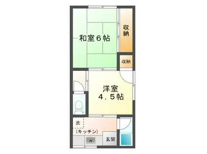 福岡荘(2DK/2階)の間取り写真