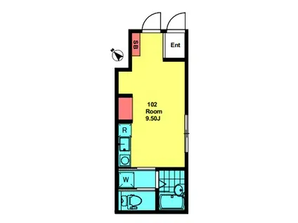 メゾンド・ロビーナ(ワンルーム/1階)の間取り写真