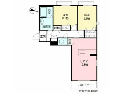 ヴェレ西神原(2LDK/2階)の間取り写真