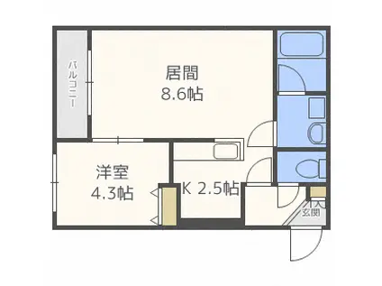 フェリシアコート(1LDK/3階)の間取り写真