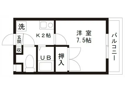 アネックス春日原(1K/3階)の間取り写真