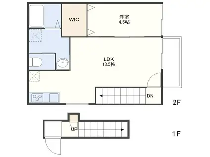 フェリーチェ杭出津(1LDK/2階)の間取り写真