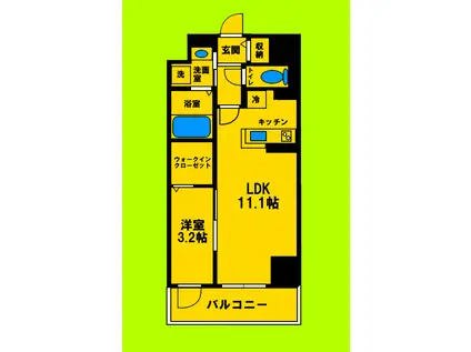エコロ トヨナカ(1LDK/4階)の間取り写真