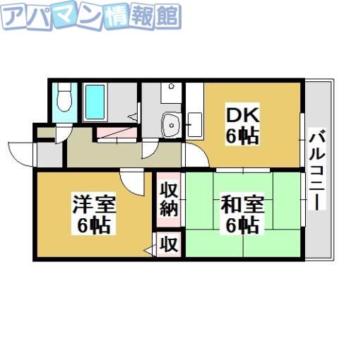 ガリレオ(2DK/2階)の間取り写真