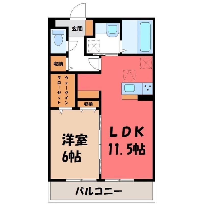 ラフィーネHASE(1LDK/2階)の間取り写真