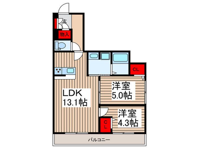 NOBLE VILLA TOZUKA(2LDK/2階)の間取り写真