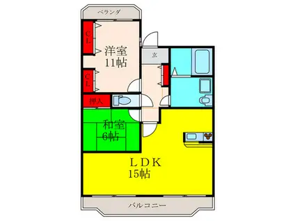 リバ-ジョイントII(2LDK/3階)の間取り写真