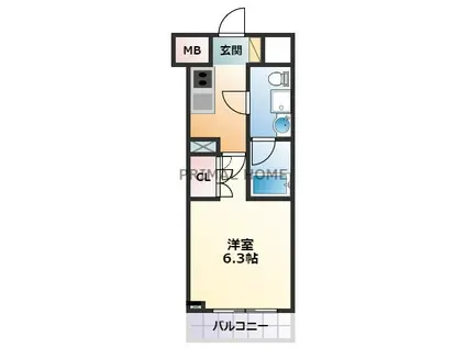 ラクラス横浜(1K/6階)の間取り写真