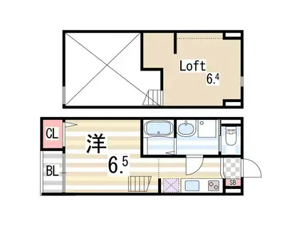 ドリームスクエアII(1K/1階)の間取り写真