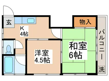 ハイツ飯塚(2K/2階)の間取り写真