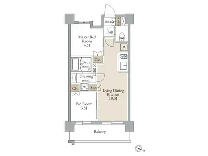 オープンブルーム二子(2LDK/2階)の間取り写真
