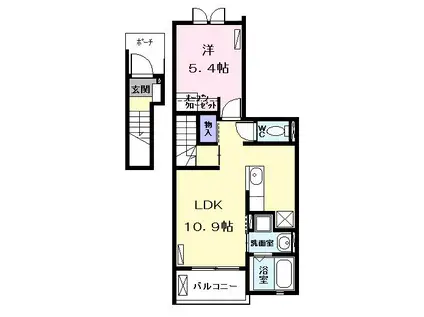 カーサ アレグラ(1LDK/2階)の間取り写真