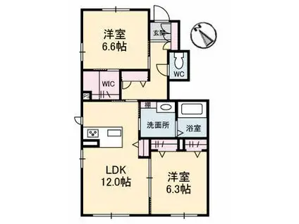 ガーデンズ中野東(2LDK/1階)の間取り写真