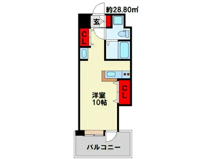 プレステージ・デル・エアポート(ワンルーム/6階)の間取り写真