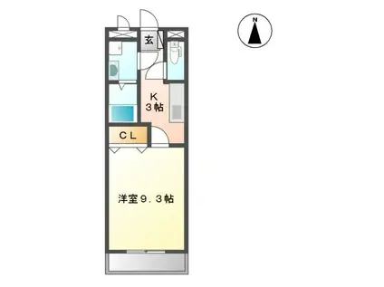 メイプル・パラーシオ(1K/1階)の間取り写真