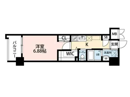 ウィングス到津の森(1K/12階)の間取り写真