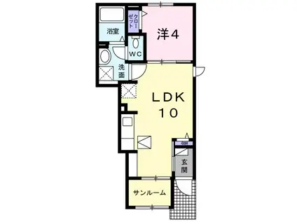 MULBERRY FIELD(1LDK/1階)の間取り写真