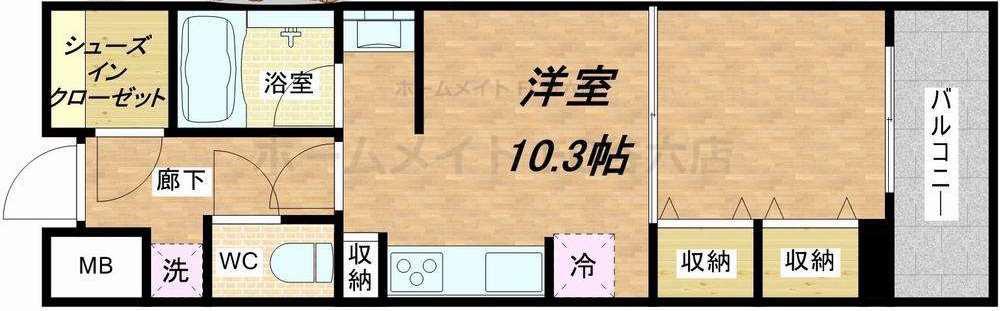 KDX堺筋本町レジデンス(ワンルーム/3階)の間取り写真