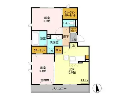 フラッツ酒井根 Ⅱ棟(2LDK/1階)の間取り写真