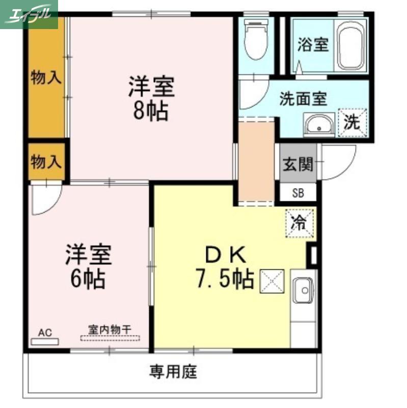 ビューラーT・K B棟(2DK/1階)の間取り写真