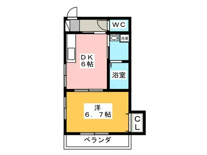 ディスタンスII(1DK/2階)の間取り写真