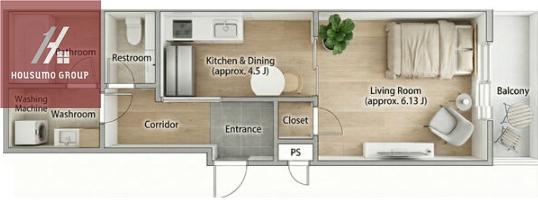 HOKURASUMAISON新今里(1DK/2階)の間取り写真