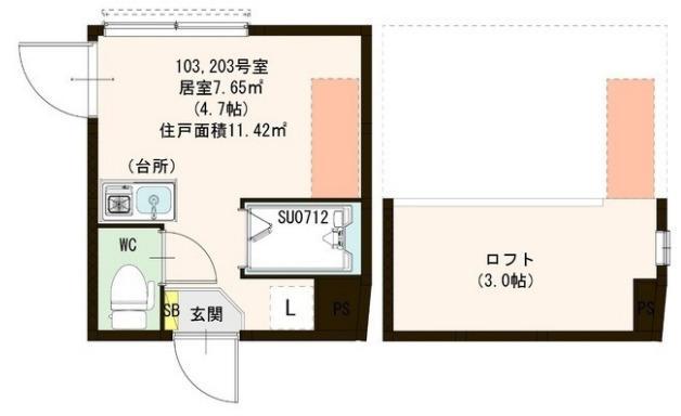 MIURA-III(ワンルーム/2階)の間取り写真