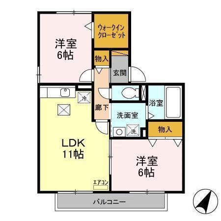 アベニューヴィラI(2LDK/1階)の間取り写真