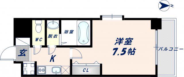 LUXE今里II(1K/8階)の間取り写真