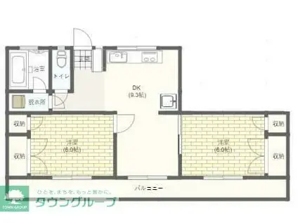 西横浜コーポ(2DK/4階)の間取り写真